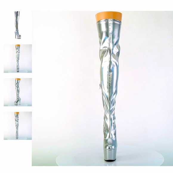 𝑵𝑬𝑾 Pleaser platform 𝑯𝒐𝒍𝒐𝒈𝒓𝒂𝒑𝒉𝒊𝒄 thigh high boots 🤩🩶🌈✨👽💖 - Picture 4 of 8